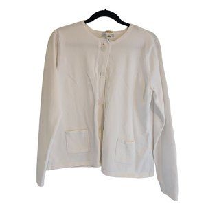Talbots White Button up cardigan Womens size L